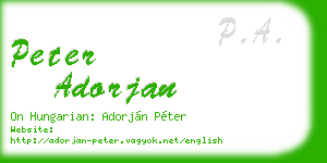 peter adorjan business card
